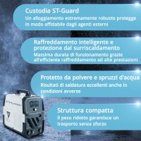 STAHLWERK Saldatrice ad arco schermato AC/DC TIG 200 Puls Pro Touch | inverter IGBT con 200 ampere | funzione ARC/MMA | memoria lavori | funzione impulsi e spot adatta per alluminio e lamiere sottili