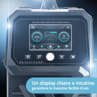 STAHLWERK Saldatrice ad arco schermato AC/DC TIG 200 Puls Pro Touch | inverter IGBT con 200 ampere | funzione ARC/MMA | memoria lavori | funzione impulsi e spot adatta per alluminio e lamiere sottili