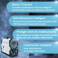 STAHLWERK Poste de soudage sous protection gazeuse AC/DC TIG 200 Puls Pro Touch Equipement complet | Inverseur IGBT de 200 amp&egrave;res | Fonction ARC/MMA | M&eacute;moire des t&acirc;ches | Fonction pulse et spot convient pour laluminium et les t&ocirc;les fines
