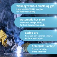 STAHLWERK skjoldbuesvejser AC/DC TIG 200 Puls Pro Touch fuldt udstyret | IGBT-inverter med 200 ampere | ARC/MMA-funktion | jobhukommelse | puls- og spotfunktion egnet til aluminium og tynde metalplader