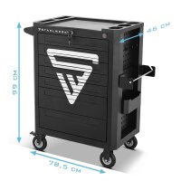 STAHLWERK työpajavaunu FALCON | Lukittava XL-työkaluvaunu | Ammattikäyttöön tarkoitettu kokoonpanovaunu, jossa on 7 laatikkoa ja kumipäällysteiset pitkäikäiset pyörät | Työkaluvaunu teollisuuteen, kauppaan, työpajoihin ja tee-se-itse-tekemiseen.