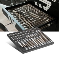 STAHLWERK Professionelt topnøglesæt med 102 dele i værkstedsvognindsats | CrV-værktøj i høj kvalitet | Værktøjsvognindsats | Perfekt organisering | Bit- og topnøglesæt til vendbare skraldenøgler