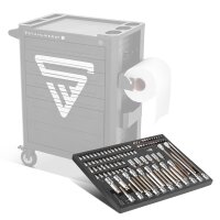 STAHLWERK Professionelt topnøglesæt med 102 dele i værkstedsvognindsats | CrV-værktøj i høj kvalitet | Værktøjsvognindsats | Perfekt organisering | Bit- og topnøglesæt til vendbare skraldenøgler