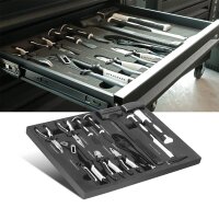 STAHLWERK Professionelt værktøjssæt med 11 dele og skumindsats til værktøjsvogn | Værktøj af høj kvalitet i værktøjsvognindsats | Inklusive tænger, hamre og mejsler