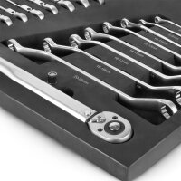 STAHLWERK Nøglesæt med 21 dele og skumindsats | Til værkstedsvogn | Moment- og ringnøglesæt | Inklusive skråtstillet gaffelnøgle | Indsats til værktøjsvogn