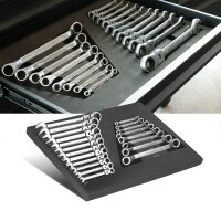 STAHLWERK Nøglesæt med 20 dele og skumindsats | Til værkstedsvogn | Momentnøglesæt og ringnøglesæt | Inklusive skråtstillet gaffelnøgle | Blød skumindsats