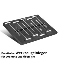 STAHLWERK 9-delt topnøglesæt med T-greb og skumindsats til værkstedsvogn | Højkvalitetsværktøj i indsats til værktøjsvogn | Høj vridningsbelastning | Alle standardstørrelser