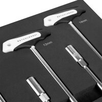 STAHLWERK 9-delt topnøglesæt med T-greb og skumindsats til værkstedsvogn | Højkvalitetsværktøj i indsats til værktøjsvogn | Høj vridningsbelastning | Alle standardstørrelser