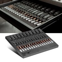 STAHLWERK Topnøglesæt med 43 dele i skumindsats til værkstedsvogn | Højkvalitets sekskantnøgle indvendigt og udvendigt med 1/2" topstykke | Høj vridningsbelastning | Alle almindelige størrelser