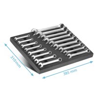 STAHLWERK Nøglesæt med 17 dele og skumindsats | Til værkstedsvogne | Kombinations- og gaffelnøglesæt | Alle standardstørrelser | Praktisk indsats til værktøjsvogne