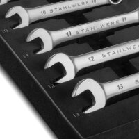 STAHLWERK Nøglesæt med 17 dele og skumindsats | Til værkstedsvogne | Kombinations- og gaffelnøglesæt | Alle standardstørrelser | Praktisk indsats til værktøjsvogne