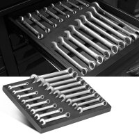 STAHLWERK Nøglesæt med 17 dele og skumindsats | Til værkstedsvogne | Kombinations- og gaffelnøglesæt | Alle standardstørrelser | Praktisk indsats til værktøjsvogne