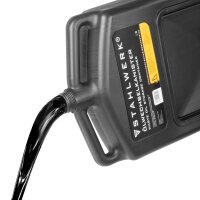 STAHLWERK Oil change canister 10 L | Robust oil drip tray | Mobile and flexible use | Oil tray with collecting aid | 2-in-1 function - oil and fuel canister for car, motorcycle and workshop