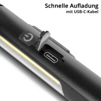 STAHLWERK LED work light - Powerful flashlight with COB flashlight | Workshop lamp with magnetic holder | USB-C connection | 600 mAh battery | Quick-charging | Universally applicable LED lamp