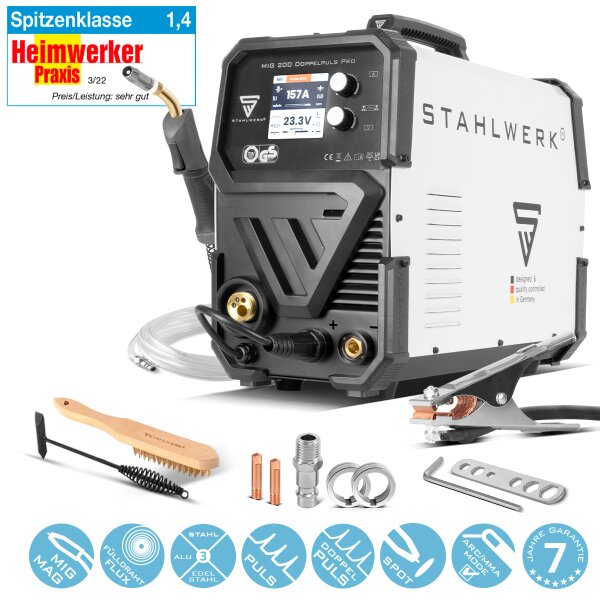 B-Ware: Schweißgerät MIG MAG 200 Doppelpuls Pro vollsynergisches 200 Ampere