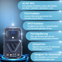 B-Ware: Schutzgas Schweißgerät AC/DC WIG 200 Puls Pro Digital Spot 200 A