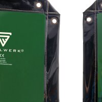 Ochranný svářečský závěs STAHLWERK 240 x 180 cm | Svářečský závěs z vinylového plastu odolného proti UV záření | Extra tmavý | DIN EN ISO 25980 | Účinná ochrana při svařování, řezání a broušení
