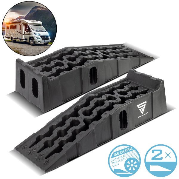 B-Ware: Stufenkeil GT-15 ST 2er Set mit 6 t Tragkraft Auffahrkeil Unterlegkeil