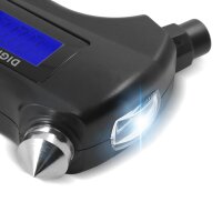 STAHLWERK 5-in-1 rengaspaineen mittari LED-valolla | digitaalinen ilmanpainemittari | hihnaleikkuri | hätävasara | työvalo | monitoiminen ilmanpainemittari autoihin, polkupyöriin, autoihin