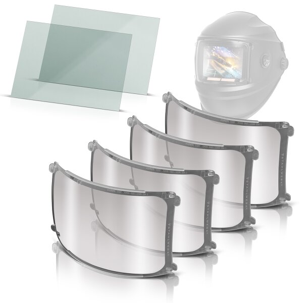 STAHLWERK Schweißhelm Vorsatzscheiben 6er Set | Ersatzgläser innen und außen | Schweißschutzglas | Visierglas | Schutzglas nach EN ISO 16321 | Ersatzscheiben für den Vollautomatik Schweißhelm BOOSTER