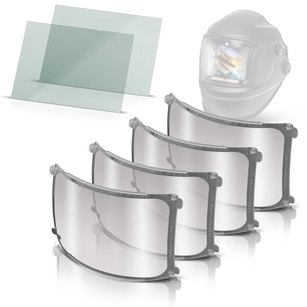 STAHLWERK Schweißhelm Ersatzscheiben 6er Set Ersatzgläser innen und außen| Schweißschutzglas | Visierglas | Schutzgläser EN ISO 16321 für Vollautomatik-Schweißhelm RAPTOR