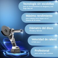 STAHLWERK Set de amoladora amoladora angular sin escobillas de 20 voltios AWS-20 ST | 0 - 7500 rpm | Batería de 4 Ah | Incl. maletín y cargador | 10 discos de amolar y lijar ? 125 mm | EPI casco de