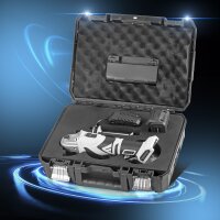 STAHLWERK Set de amoladora amoladora angular sin escobillas de 20 voltios AWS-20 ST | 0 - 7500 rpm | Batería de 4 Ah | Incl. maletín y cargador | 10 discos de amolar y lijar ? 125 mm | EPI casco de