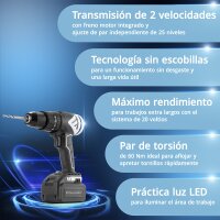 STAHLWERK Set profesional | Taladro atornillador a batería ASB-20 ST | Muñequera magnética Craftsman | Taladro de percusión 3 en 1 | Tecnología sin escobillas | Par de giro de 60 Nm | Caja de cambios