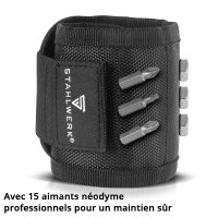 STAHLWERK Kit professionnel | Perceuse-visseuse sans fil ASB-20 ST | Bracelet magnétique pour artisans | Perceuse à percussion 3 en 1 | Technologie Brushless | Couple de 60 Nm | Réducteur à 2 vitesses