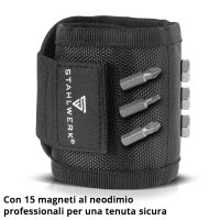 STAHLWERK Set professionale | Trapano avvitatore a batteria ASB-20 ST | Cinghia da polso magnetica Craftsman | Trapano a percussione 3 in 1 | Tecnologia Brushless | Coppia 60 Nm | Cambio a 2 velocità