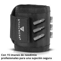 STAHLWERK Set profesional | Taladro atornillador a batería ASB-20 ST | Muñequera magnética Craftsman | Taladro de percusión 3 en 1 | Tecnología sin escobillas | Par de giro de 60 Nm | Caja de cambios