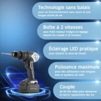 STAHLWERK Kit professionnel | Perceuse-visseuse sans fil ASB-20 ST | Bracelet magnétique pour artisans | Perceuse à percussion 3 en 1 | Technologie Brushless | Couple de 60 Nm | Réducteur à 2 vitesses