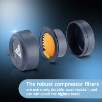 STAHLWERK ST-110 Pro volledig uitgeruste compressor | 10 bar | 2,1 pk | 1,6 kW | 210 l/min | 10 l tank | olievrije fluistercompressor | borstelloze motor | 5 meter slang | bandenopblazer | 3-weg