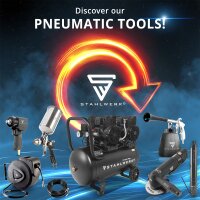 STAHLWERK ST-110 Pro fully equipped compressor | 8 bar | 1.97 hp | 1.45 kW | 250 l/min | 10 l tank oil-free air compressor | brushless motor | 5 meter hose | tire inflator | 3-way distributor