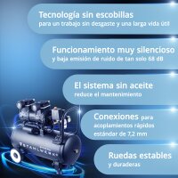 STAHLWERK Compresor ST-310 Pro totalmente equipado | 10 bar | 2,1 CV | 1,6 kW | 210 l/min | Depósito de 30 l | Compresor Whisper sin aceite | Motor sin escobillas | Manguera de 5 metros | Inflador de