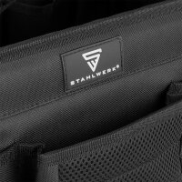 STAHLWERK Torba narzędziowa | 11 kieszeni zewnętrznych i 10 wewnętrznych | Wytrzymała torba hydrauliczna | Przenośna walizka narzędziowa | Torba montażowa z uchwytem do przenoszenia i paskiem na ramię | Wytrzymała tkanina poliestrowa