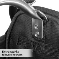 STAHLWERK Werkzeugtasche | 18 Außen- und 10 Innentaschen | Robuste Installateur-Tasche | Tragbarer Werkzeugkoffer | Montagetasche mit Tragegriff und Schultergurt | Strapazierfähiges Polyester-Gewebe