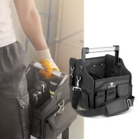 STAHLWERK Werkzeugtasche mit 14 Außentaschen | 2 Innenfächer | Robuste Elektriker-Tasche | Tragbare Montagetasche mit verstärktem Rahmen | Aluminium-Tragegriff und Gurt | Strapazierfähiges Polyester
