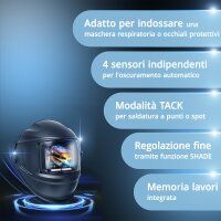 STAHLWERK Casco da saldatura automatico 3 in 1 BOOSTER AIR | Casco da saldatura con alimentazione ad aria fresca | Sistema PAPR | Resa cromatica fedele | Memoria di lavoro | Oscuramento da DIN 4 a DIN
