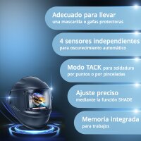 STAHLWERK Máscara de soldadura automática 3 en 1 BOOSTER AIR | Máscara de soldadura con suministro de aire fresco | Sistema PAPR | Reproducción fiel del color | Memoria de trabajo | Oscurecimiento DIN