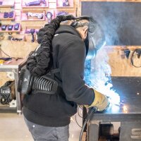 STAHLWERK 3-i-1 automatisk svejsehjelm BOOSTER AIR | Svejsehjelm med frisklufttilførsel | PAPR-system | Ægte farvegengivelse | Jobhukommelse | DIN 4 til DIN 13 mørklægning | Optisk klasse 1/1/1/2