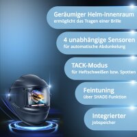 STAHLWERK 3-in-1 Automatik-Schweißhelm BOOSTER AIR | Schweißhelm mit Frischluftzufuhr | PAPR-System | True-Colour-Farbwiedergabe | Jobspeicher | Abdunkelung DIN 4 bis DIN 13 | Optische Klasse 1/1/1/2