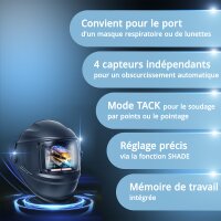 STAHLWERK Casque de soudage automatique 3 en 1 BOOSTER AIR | Casque de soudage avec apport dair frais | Système PAPR | Rendu des couleurs True-Colour | Mémoire des tâches | Obscurcissement DIN 4 à
