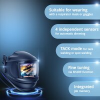 STAHLWERK 3-in-1 automatic welding helmet MASTER AIR | Welding helmet with fresh air supply | Bluetooth remote control | True color reproduction | Darkening DIN 4 to DIN 14 | Optical class 1/1/1/1
