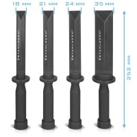 STAHLWERK 4-osainen muovinen taltta- ja kaapimissarja 18-35 mm | Poistaa hellävaraisesti tasapainotuspainot, liimajäämät, tiivisteet tai listat | Ergonominen ja materiaalia hellävarainen