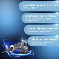 STAHLWERK Sierra de sable sin escobillas BRS-20 ST | Sierra universal de 20 voltios | Bater&iacute;a de iones de litio de 4 Ah | 20 cuchillas de repuesto (10 x madera, 10 x metal) | Portabrocas de sujeci&oacute;n r&aacute;pida | Longitud de carrera 28 mm | 0-2.600 rpm