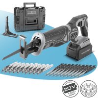 STAHLWERK BRS-20 ST borstelloze snoerloze reciprozaag | 20 volt universele zaag | 4 Ah Li Ion accu | 20 reservemessen (10 x hout, 10 x metaal) | snelspanboorhouder | slaglengte 28 mm | 0-2.600 tpm