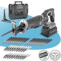 STAHLWERK BRS-20 ST harjaton akkupistosaha | 20 voltin yleissaha | 4 Ah Li Ion -akku | 40 varater&auml;&auml; (20 x puu, 20 x metalli) | pikakiinnitysruuvi | iskunpituus 28 mm | 0-2 600 kierrosta minuutissa.