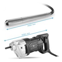 STAHLWERK Betonverdichter 900 Watt mit Rüttelflasche 35 mm, 3 m Schlauchlänge | 4.000 U/min | Innenrüttler für Fundamente, Bodenplatten, Wände, Decken | Hochleistungsverdichter für Betonbau