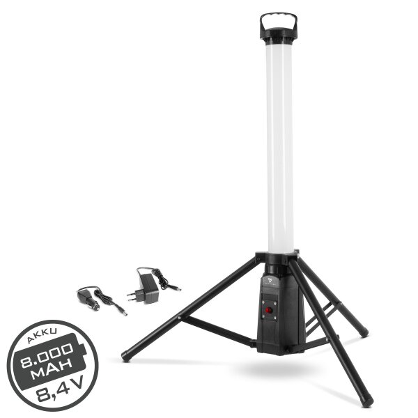 STAHLWERK 360° LED-Turm-Baustrahler TBS-30 ST | 30 Watt | 2.400 Lumen | 6.500 K Tageslichtfarbe | Li-Ion-Akku 7,4 V / 8000 mAh | IP44 | Akku-Arbeitsleuchte